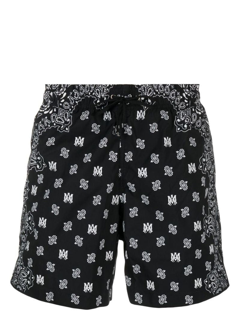 Black Bandana Print Swim Shorts