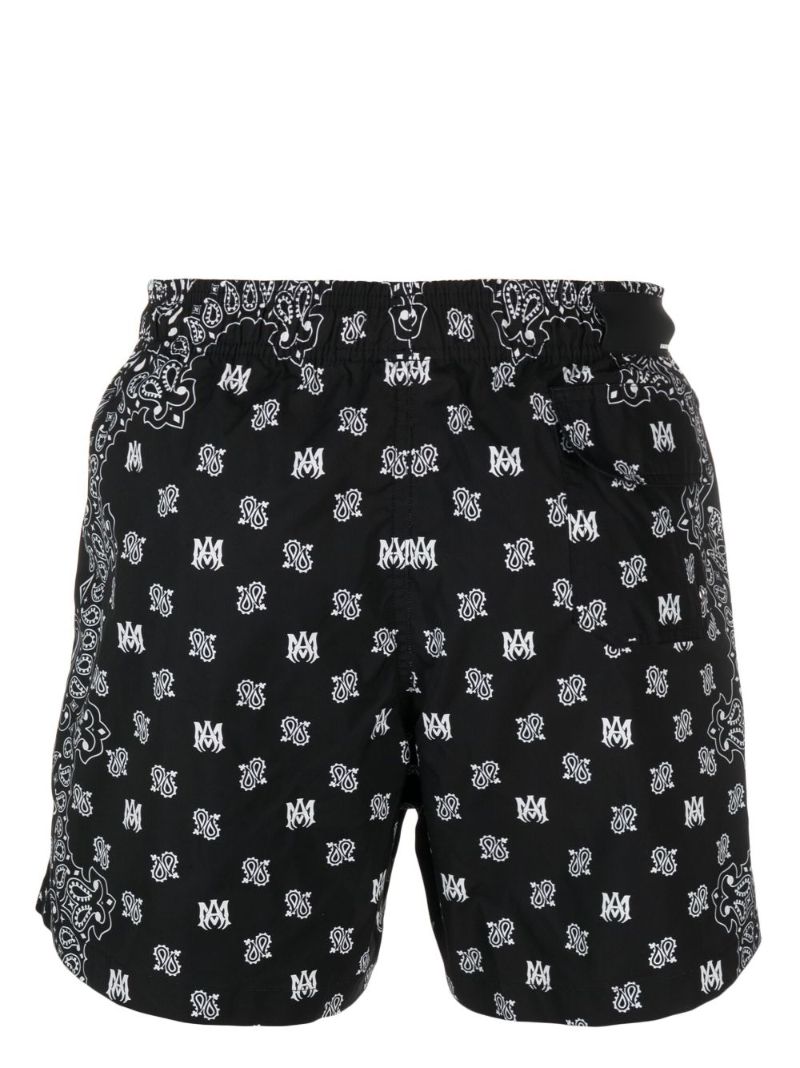 Black Bandana Print Swim Shorts
