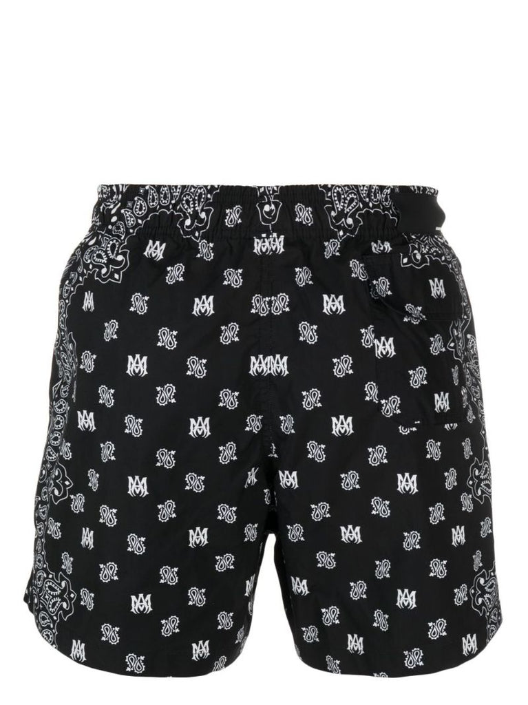 Black Bandana Print Swim Shorts