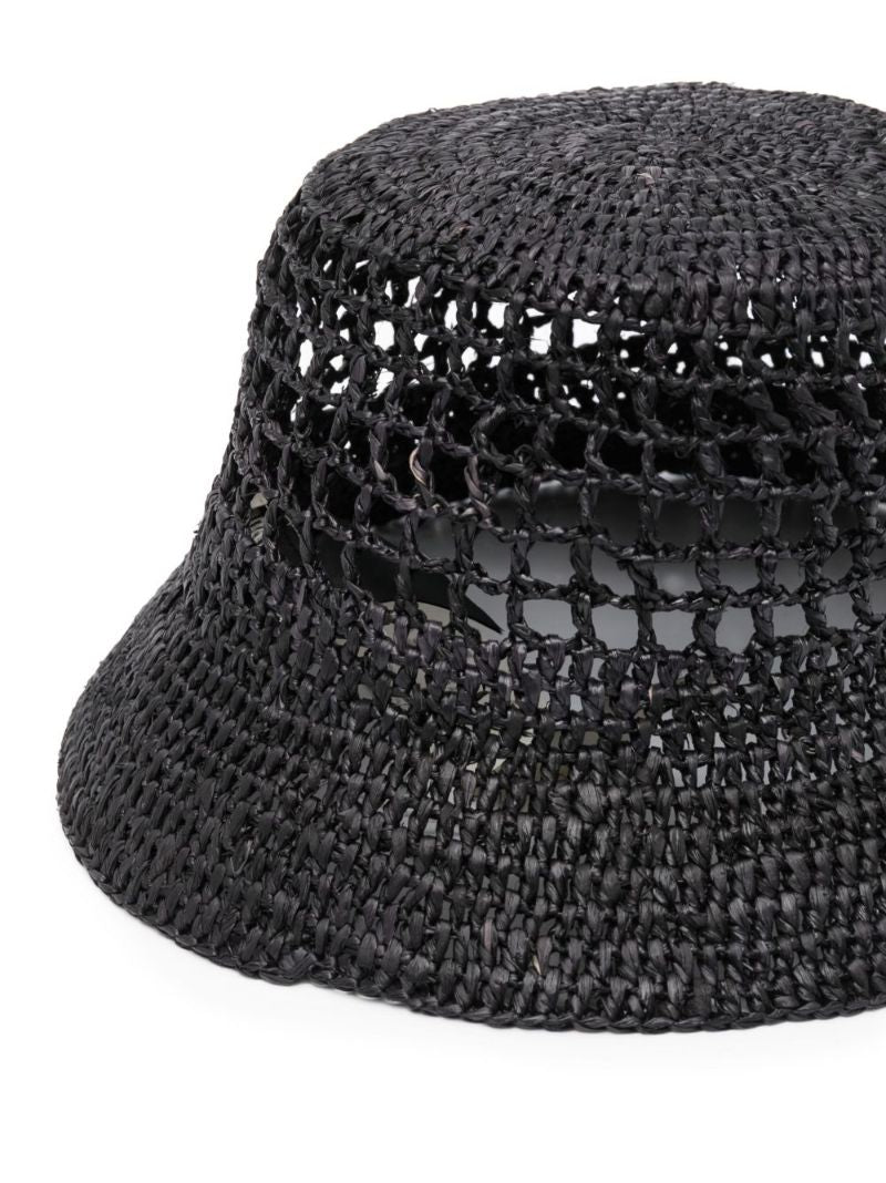 Black Raffia Bucket Hat