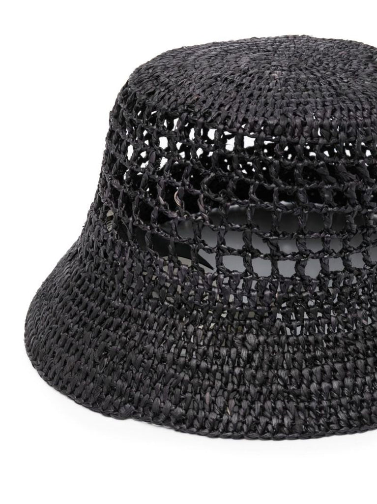 Black Raffia Bucket Hat