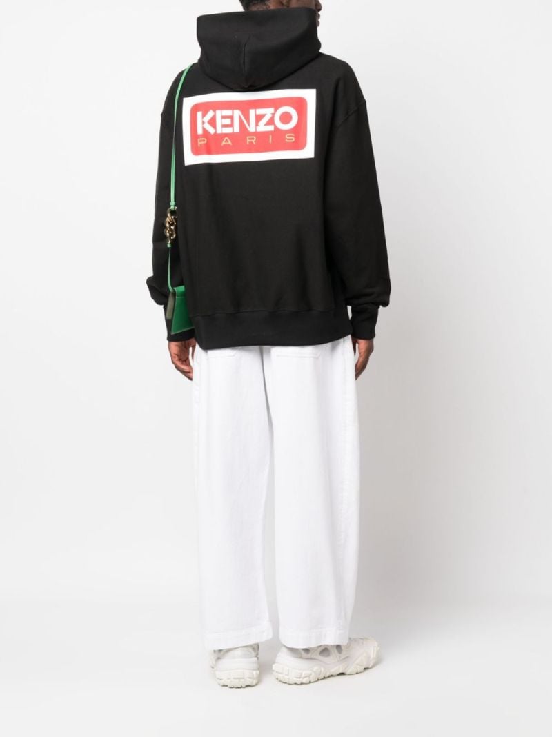 Black Logo Patch Cotton Hoodie