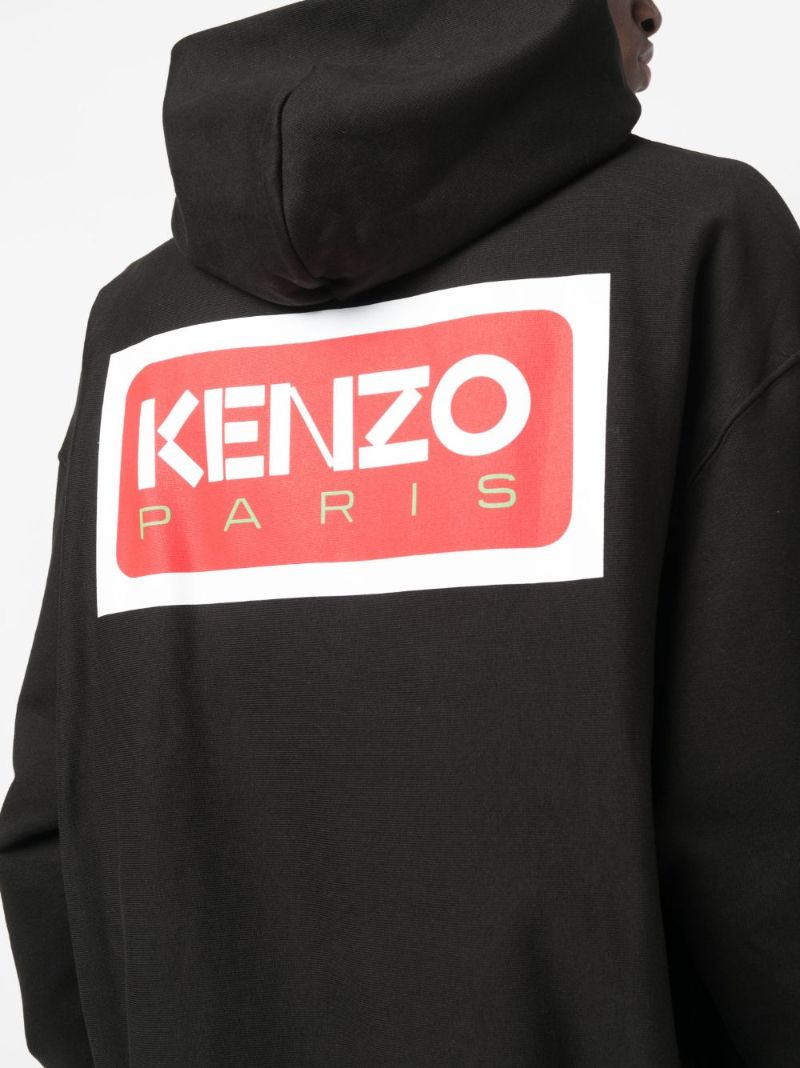 Black Logo Patch Cotton Hoodie