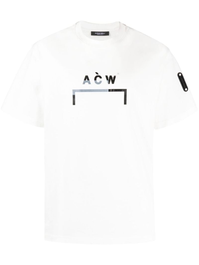 White Logo Print Cotton T-shirt