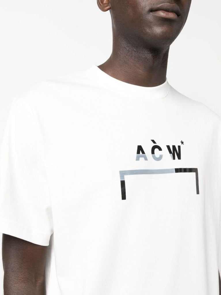 White Logo Print Cotton T-shirt