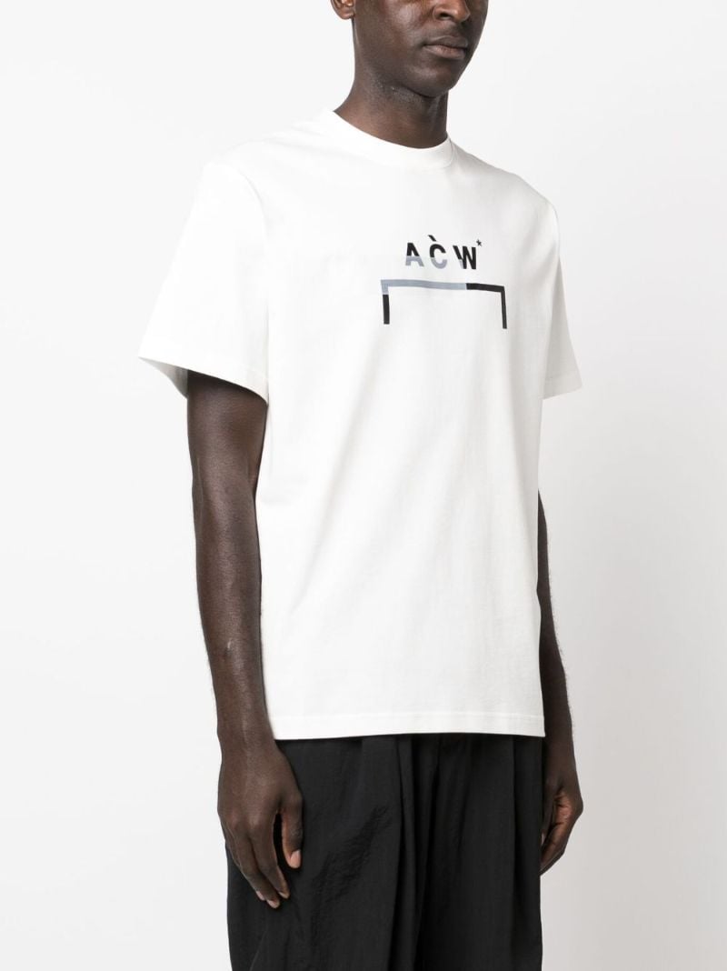 White Logo Print Cotton T-shirt