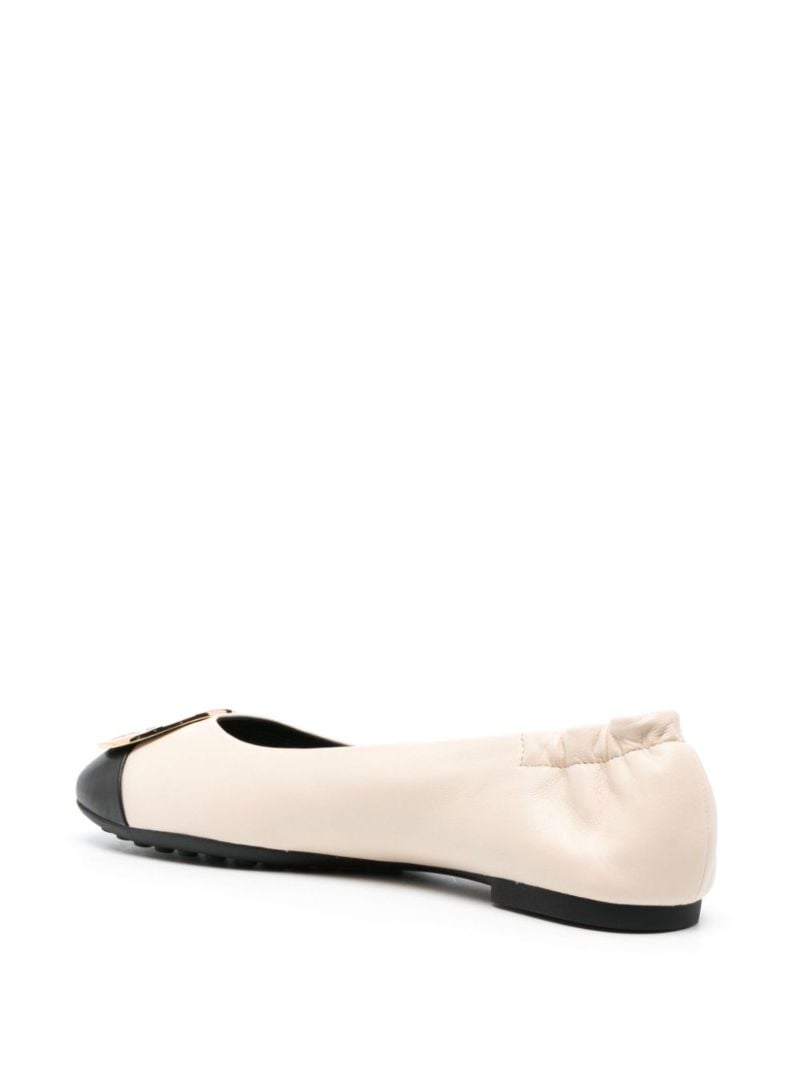 Neutral Claire Leather Ballerina Shoes