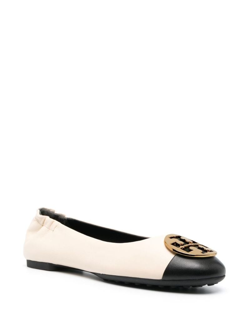 Neutral Claire Leather Ballerina Shoes