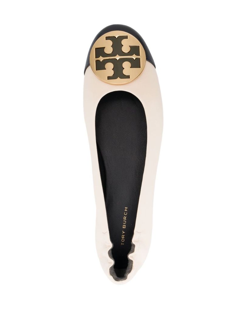 Neutral Claire Leather Ballerina Shoes