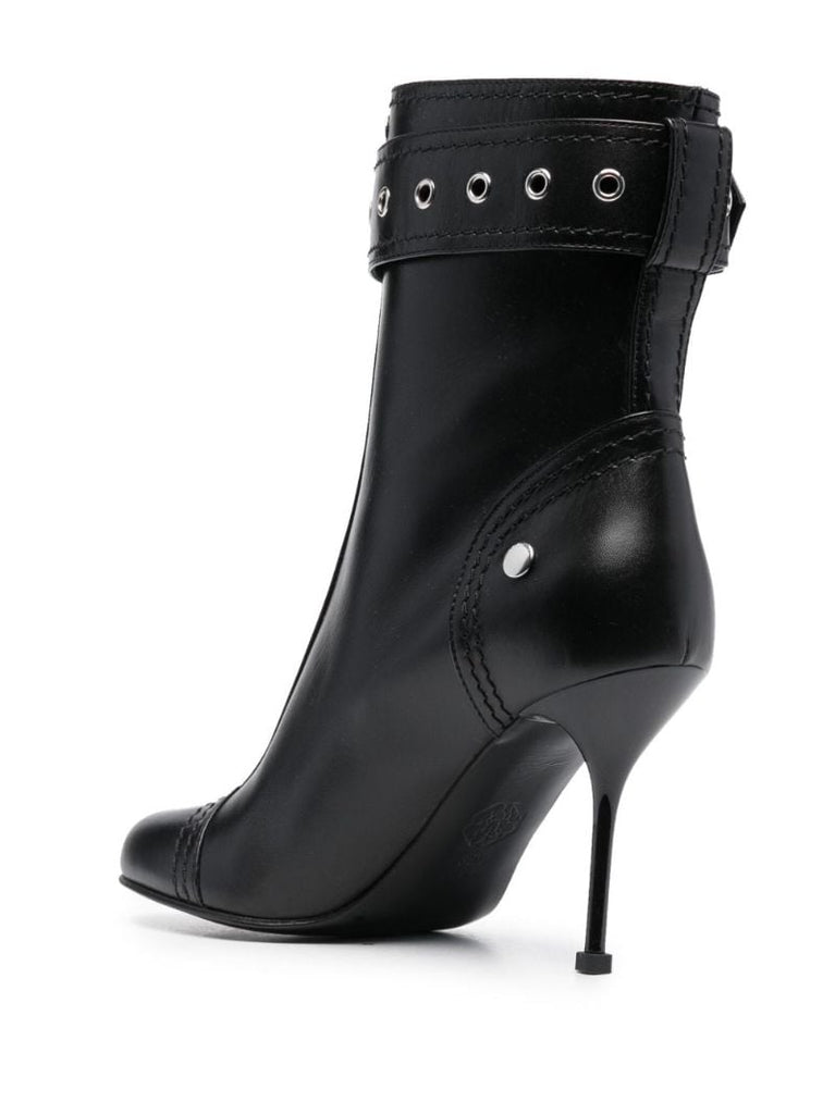 Black 95 Buckled Ankle Boots