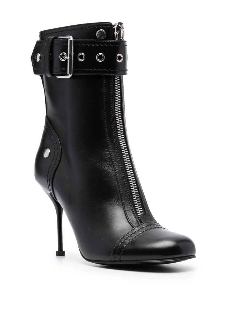 Black 95 Buckled Ankle Boots