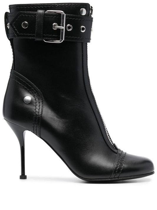 Black 95 Buckled Ankle Boots