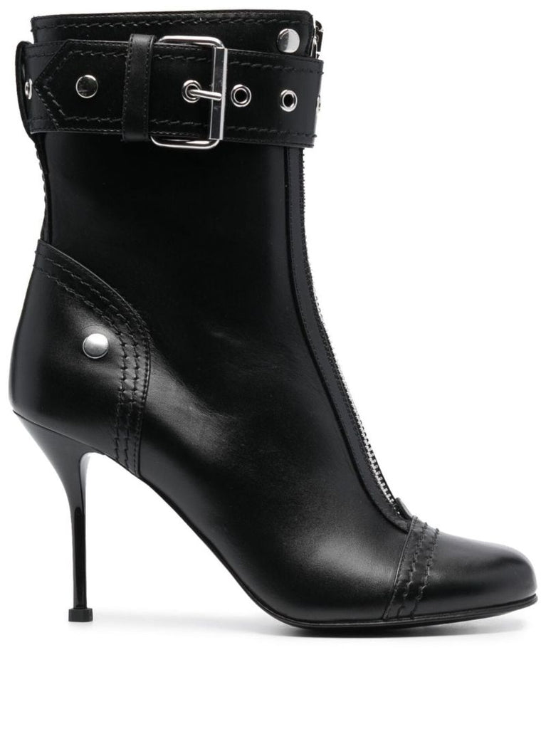 Black 95 Buckled Ankle Boots