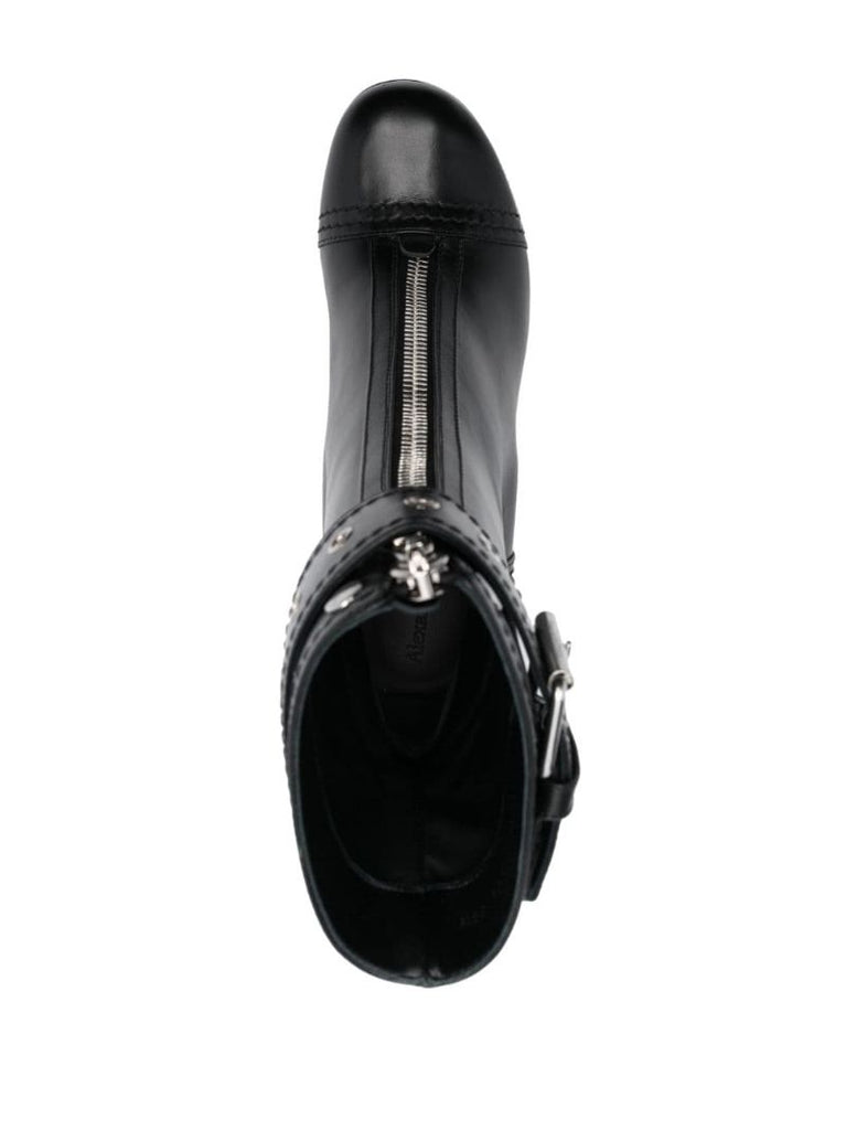 Black 95 Buckled Ankle Boots