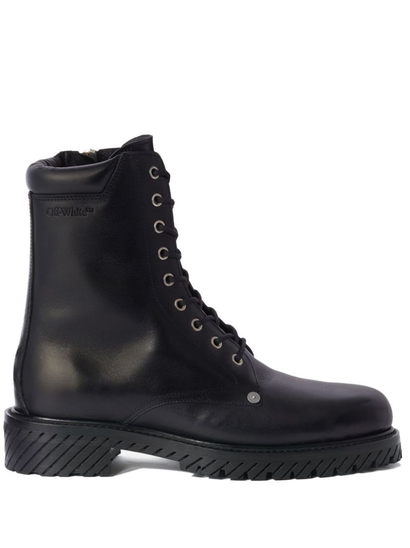 Black Leather Lace-up Boots