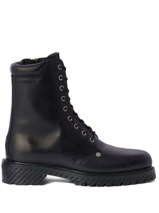 Black Leather Lace-up Boots