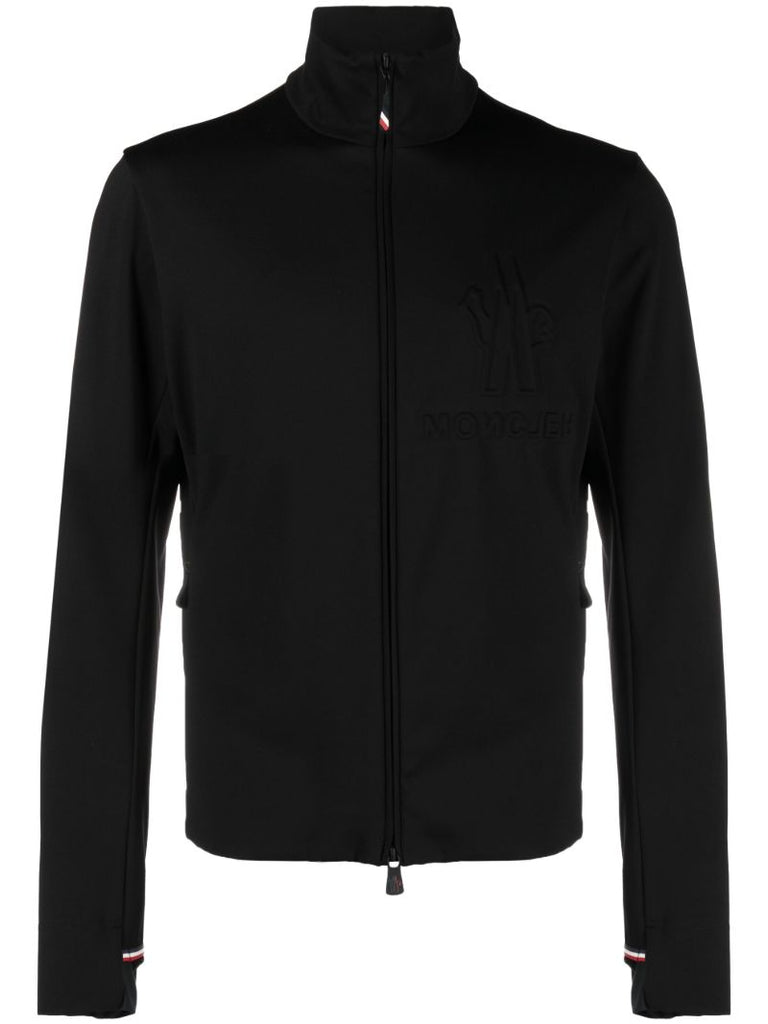 Black High Neck Zip Up Cardigan