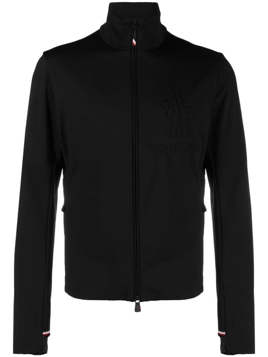 Black High Neck Zip Up Cardigan