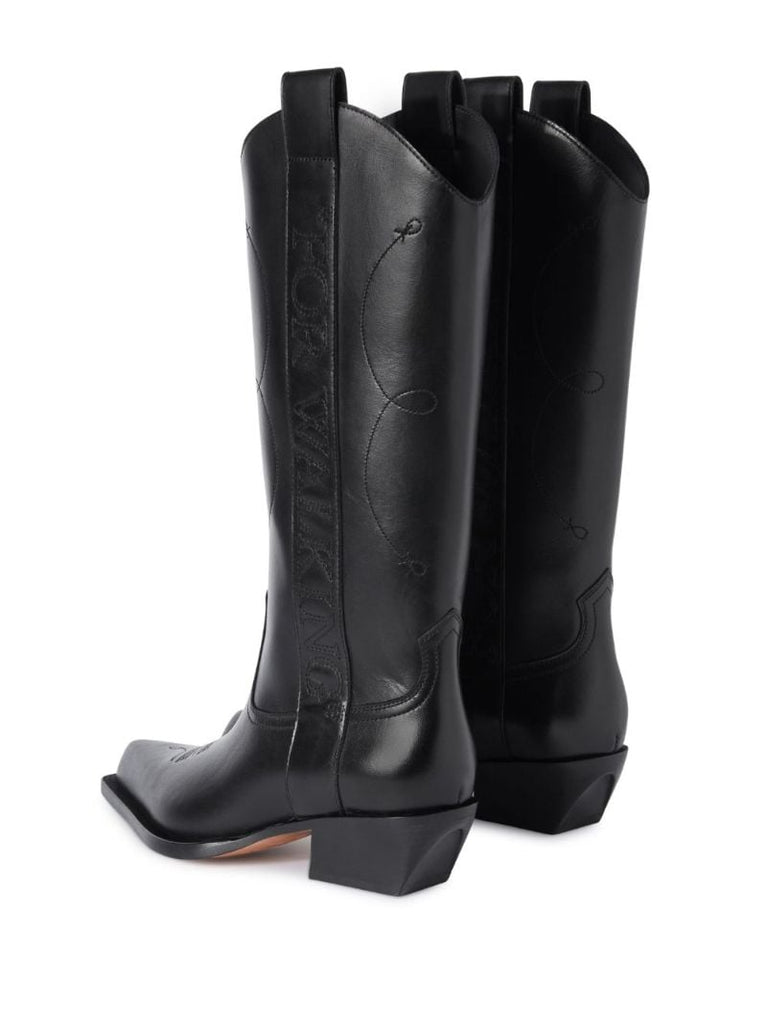 Black for Walking Leather Cowboy Boots