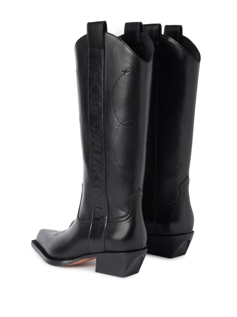Black for Walking Leather Cowboy Boots