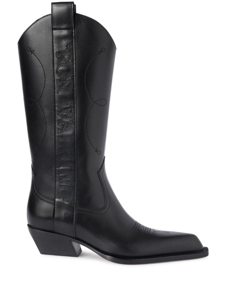 Black for Walking Leather Cowboy Boots