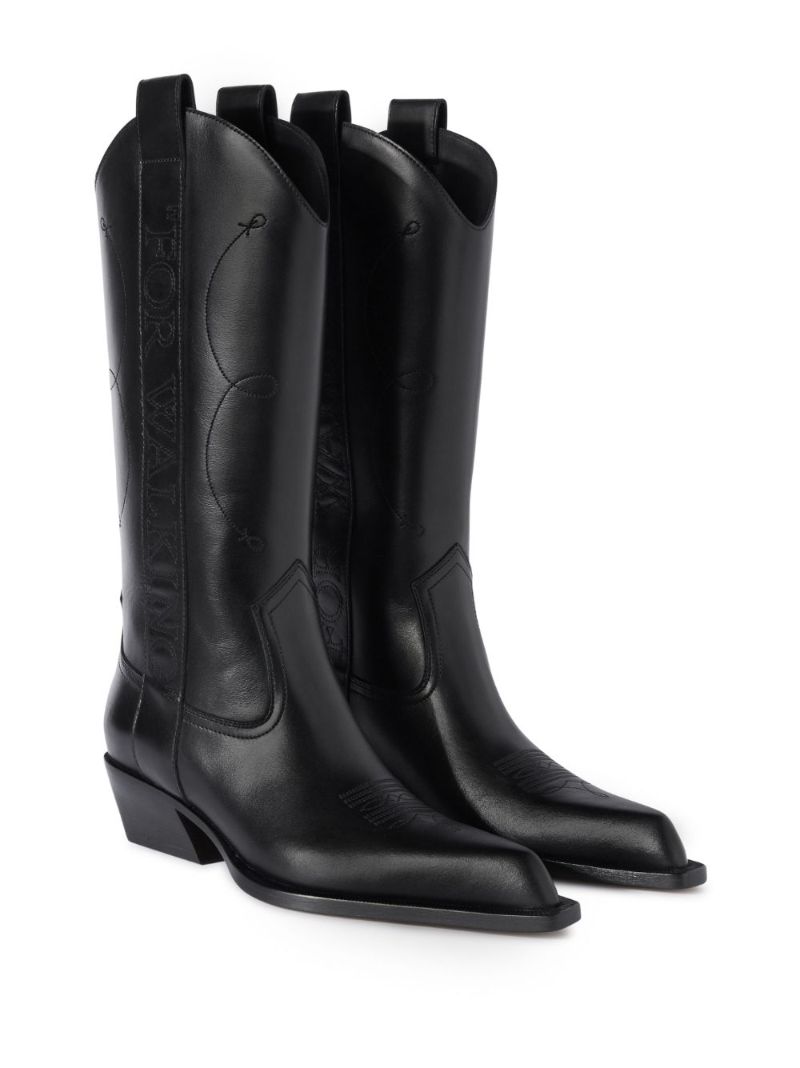 Black for Walking Leather Cowboy Boots