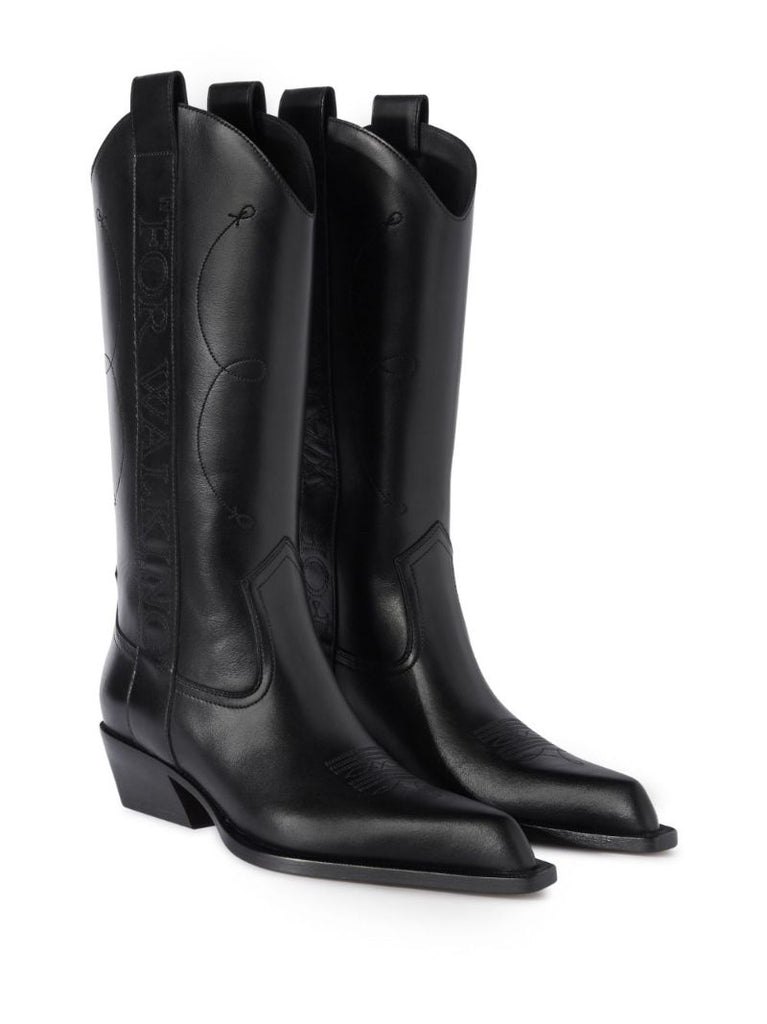 Black for Walking Leather Cowboy Boots
