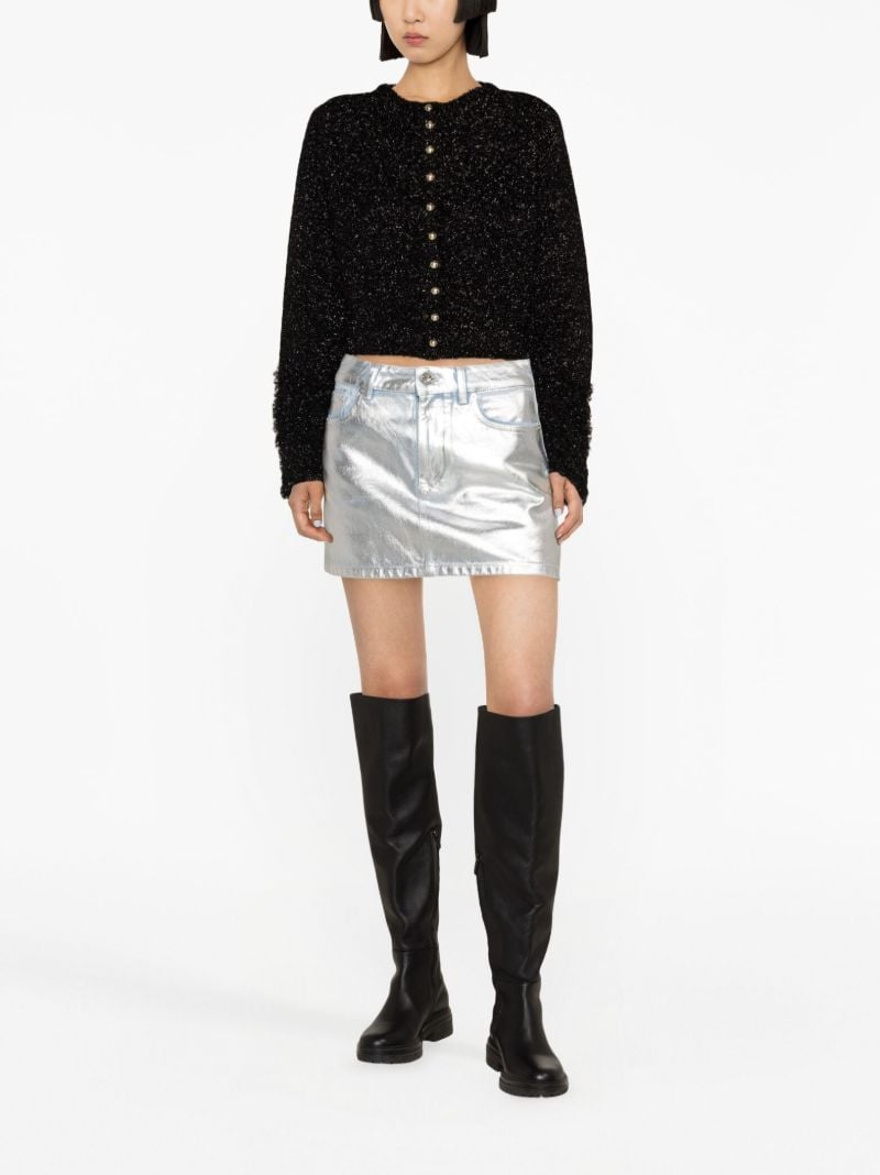 Silver Metallic Denim Skirt