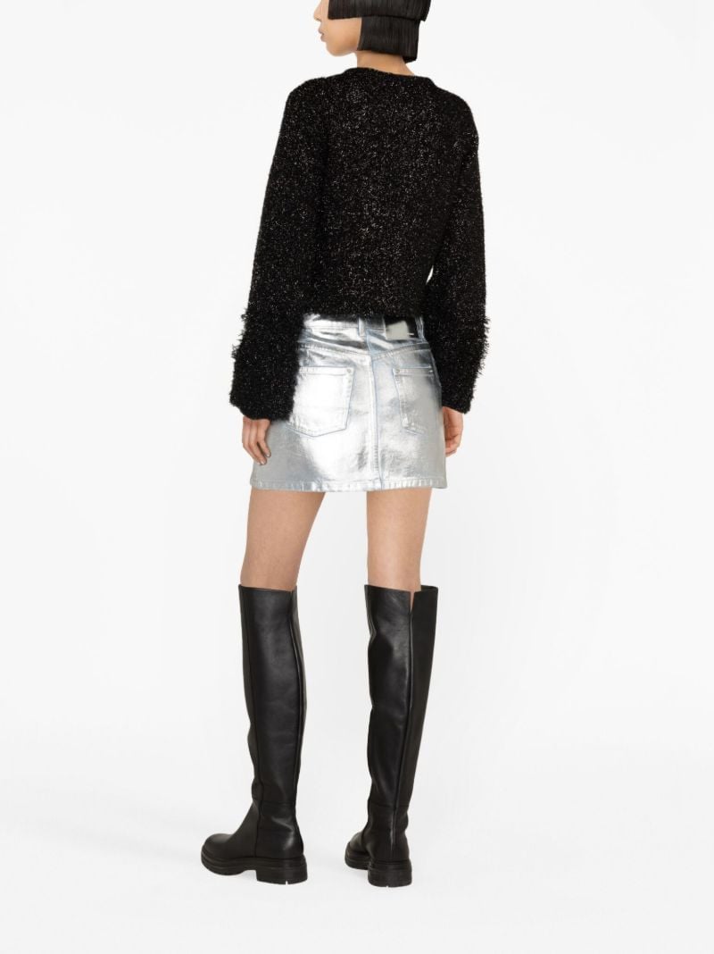 Black Cropped Metallic-knit Jacket