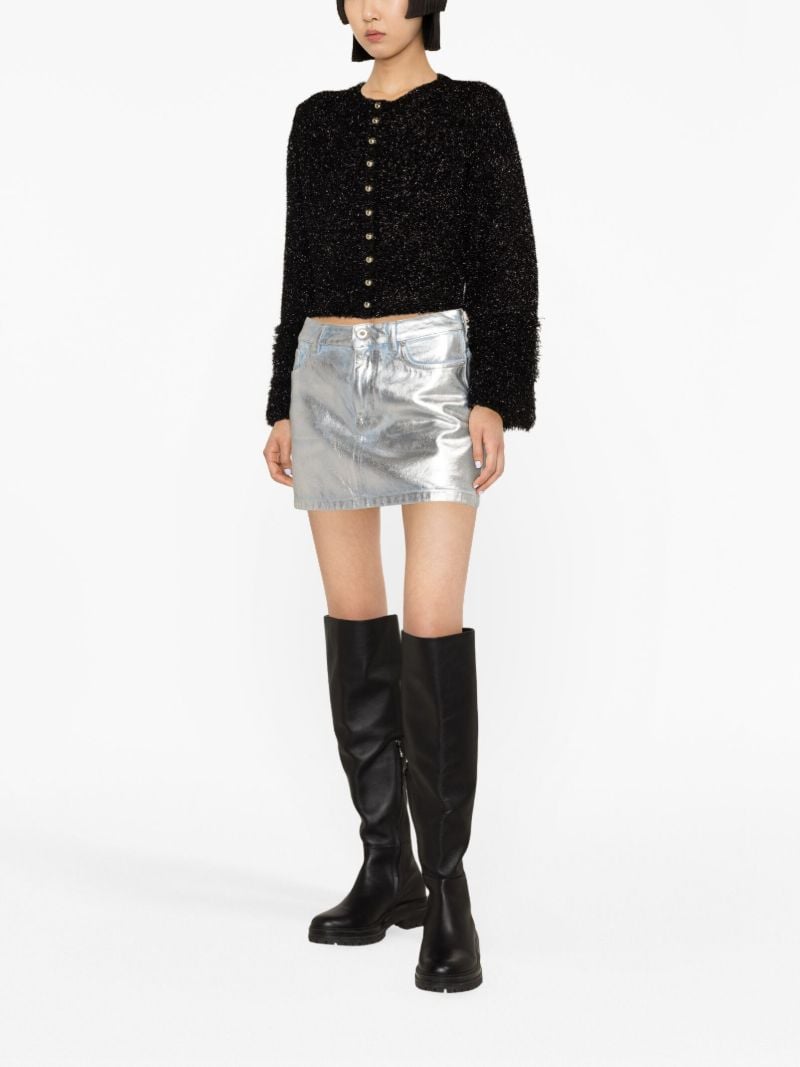 Black Cropped Metallic-knit Jacket