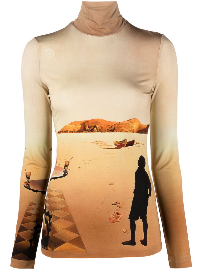 Brown Sun-table Printed Jersey Top