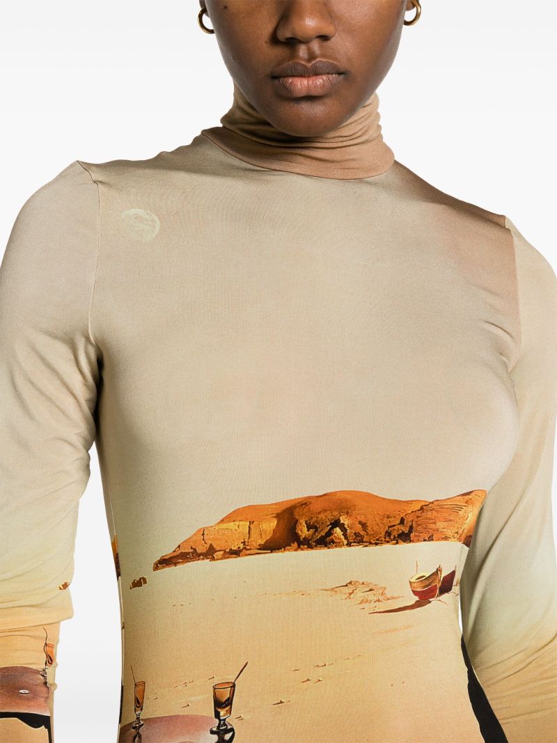 Brown Sun-table Printed Jersey Top