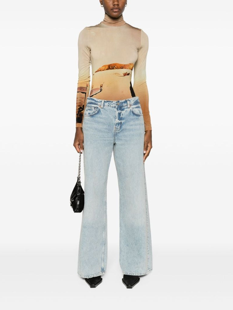 Brown Sun-table Printed Jersey Top