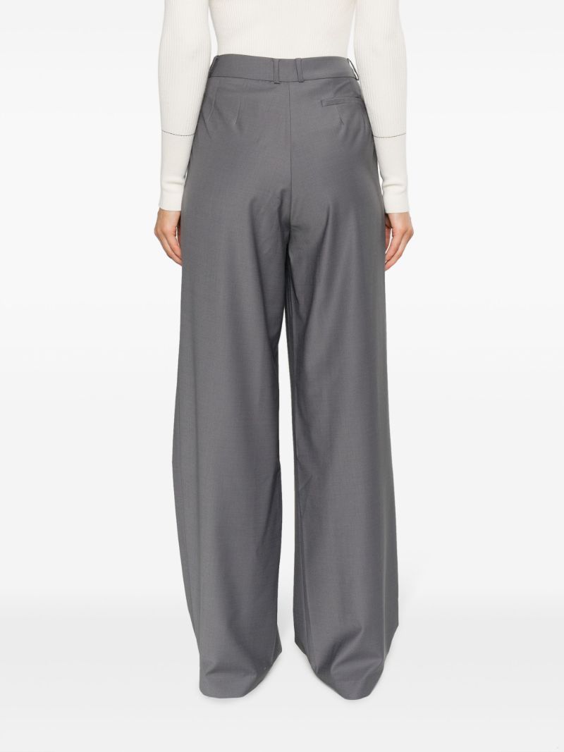 Grey Ripley Pleated Wide-leg Trousers