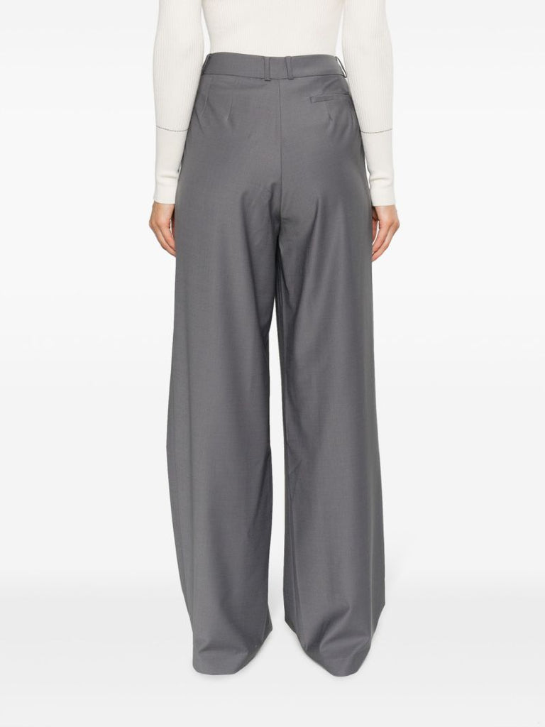 Grey Ripley Pleated Wide-leg Trousers