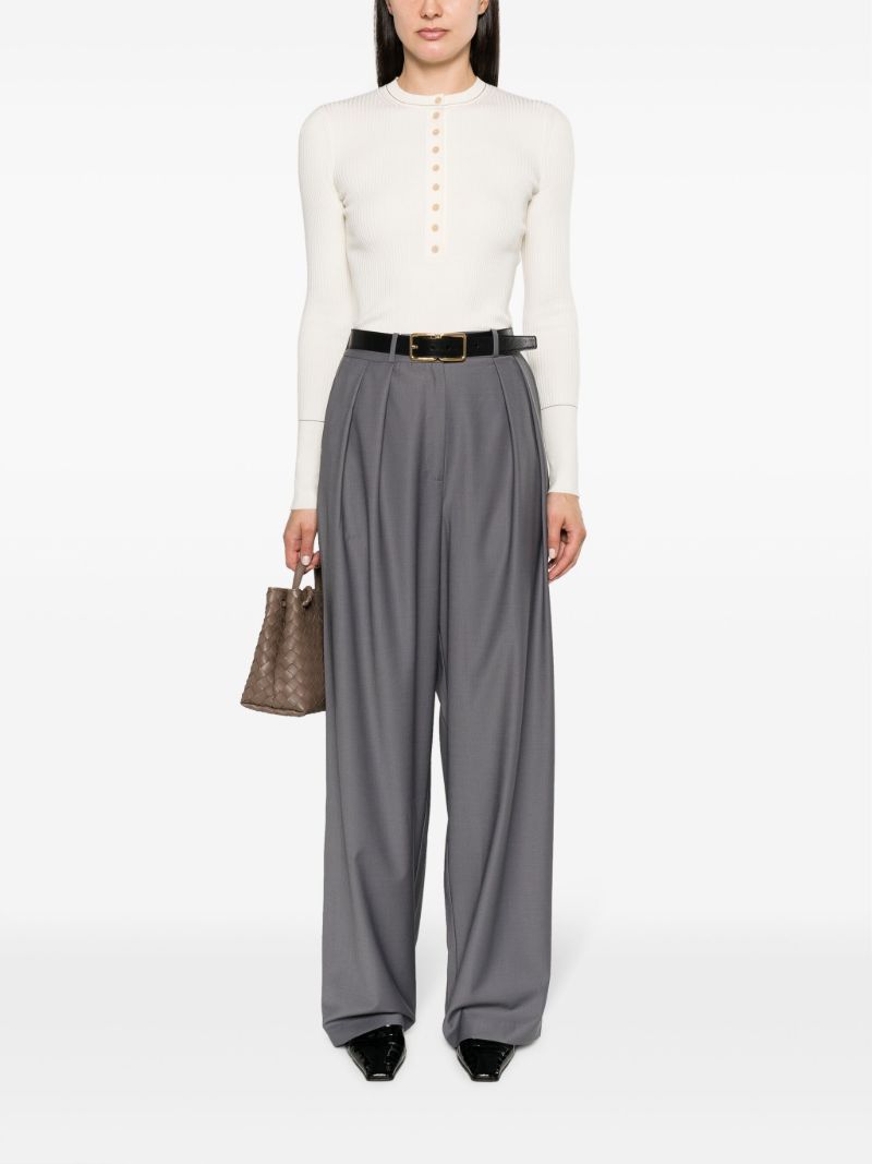Grey Ripley Pleated Wide-leg Trousers