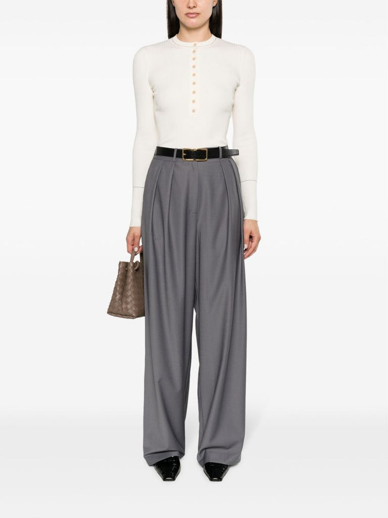 Grey Ripley Pleated Wide-leg Trousers