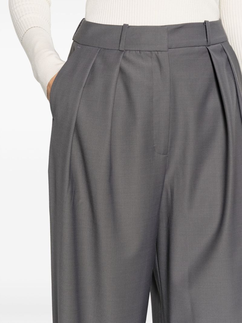 Grey Ripley Pleated Wide-leg Trousers