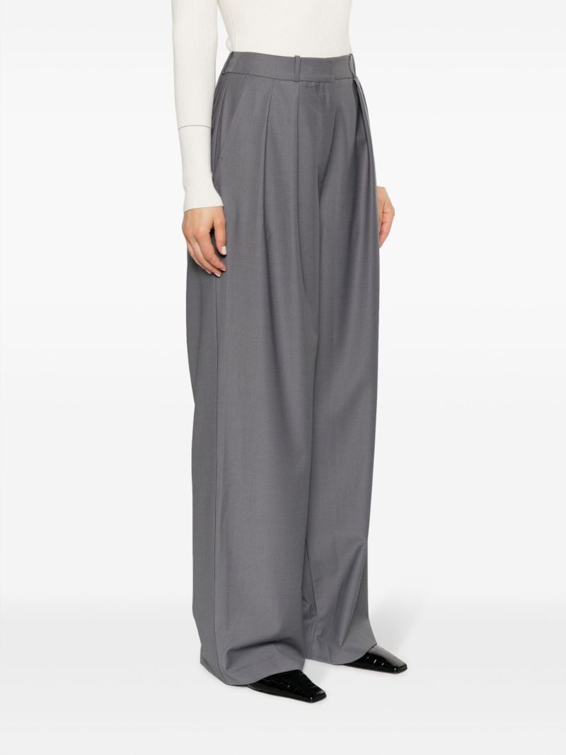 Grey Ripley Pleated Wide-leg Trousers