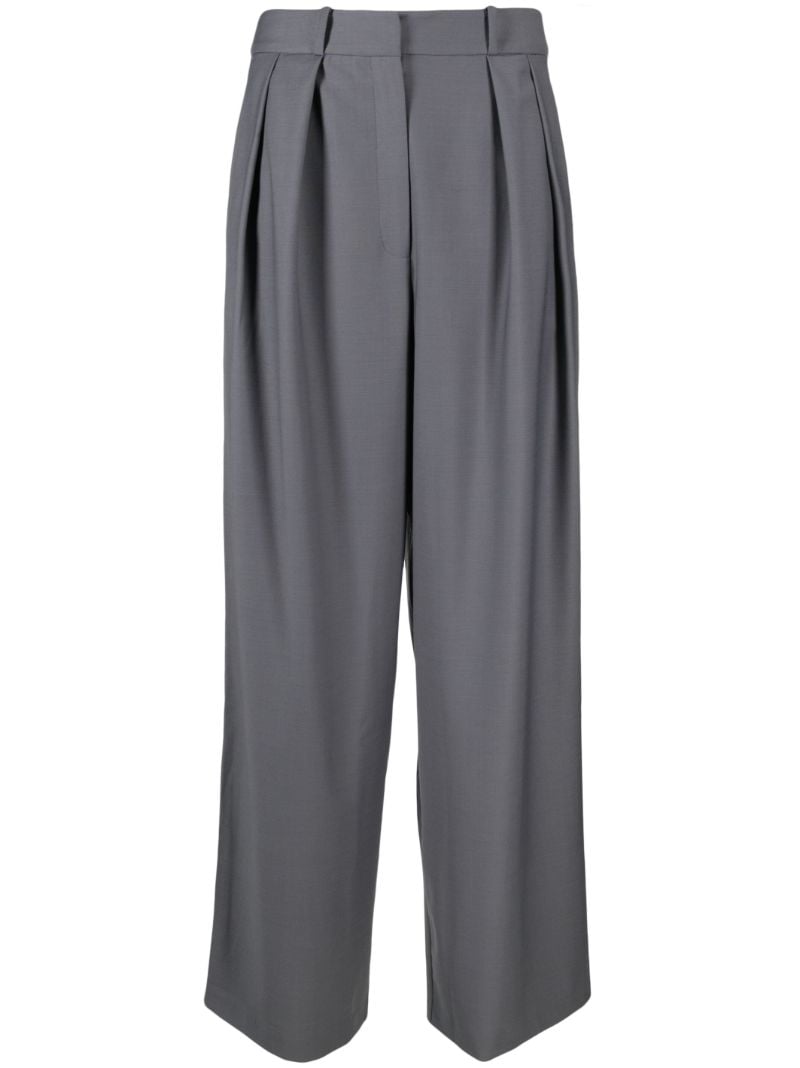 Grey Ripley Pleated Wide-leg Trousers