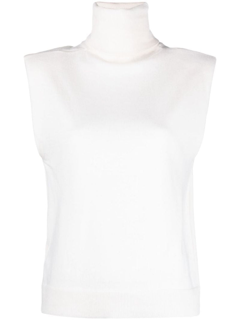 White Nadia Roll-neck Wool Top
