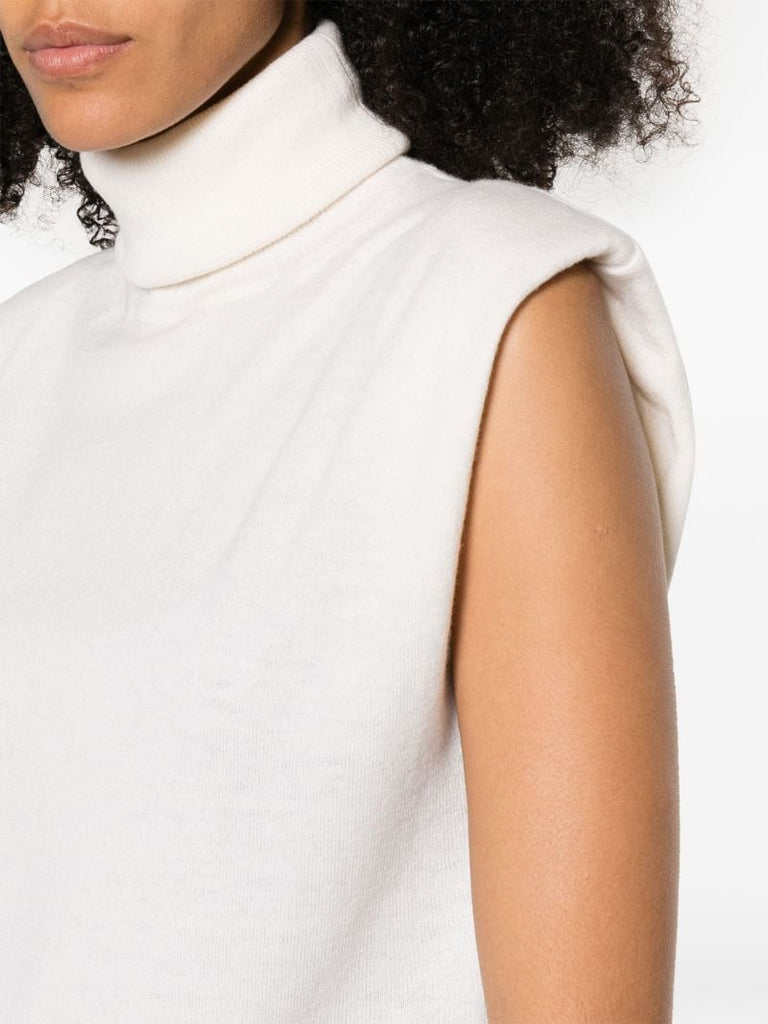 White Nadia Roll-neck Wool Top
