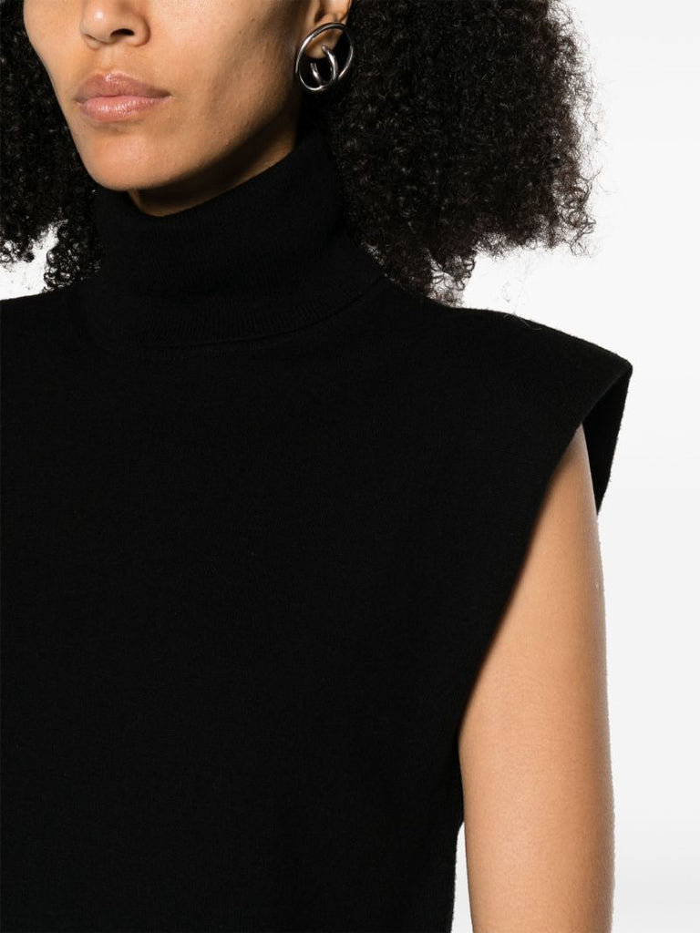 Black Nadia Roll-neck Wool Top