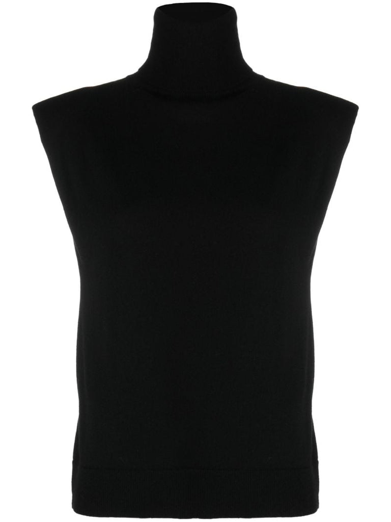 Black Nadia Roll-neck Wool Top