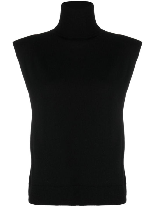 Black Nadia Roll-neck Wool Top