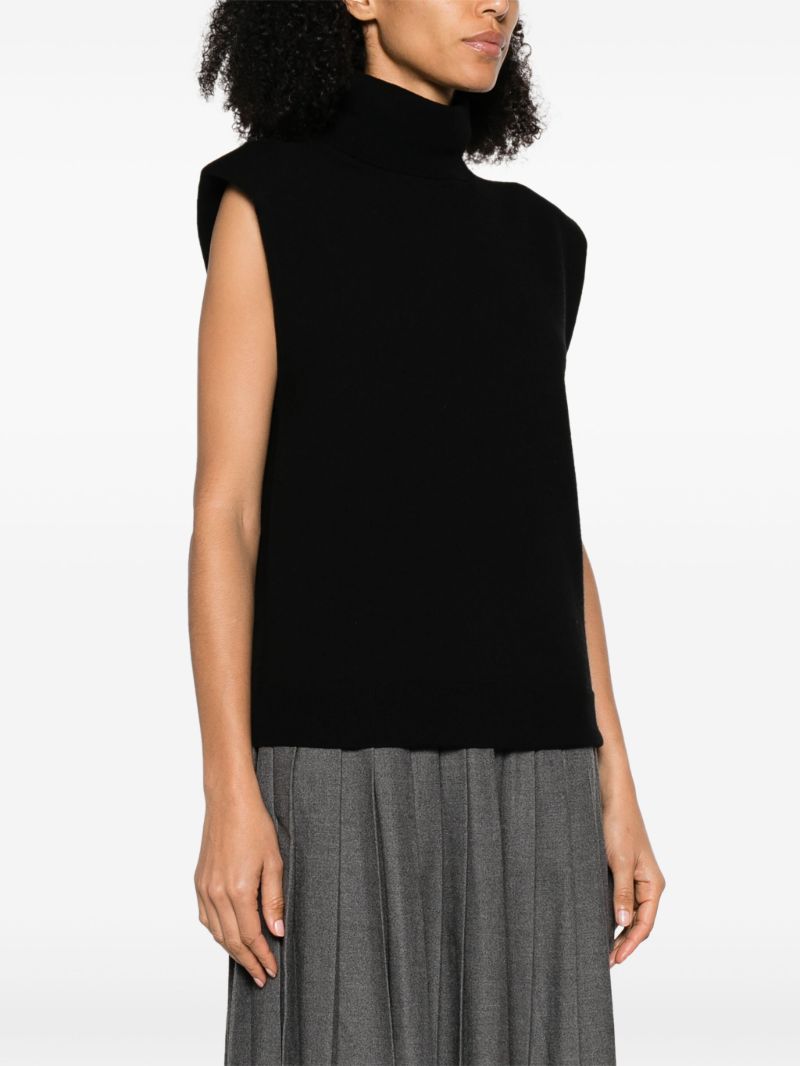Black Nadia Roll-neck Wool Top