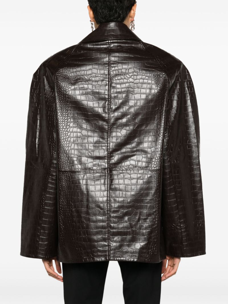 Brown Jackie Crocodile-embossed Jacket