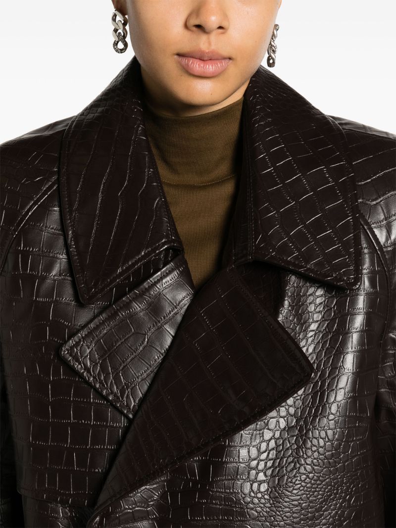 Brown Jackie Crocodile-embossed Jacket