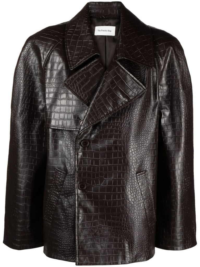 Brown Jackie Crocodile-embossed Jacket