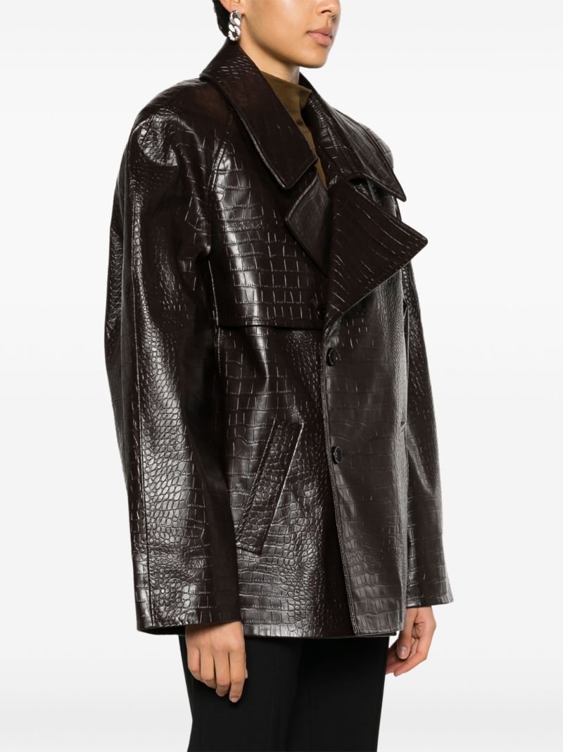 Brown Jackie Crocodile-embossed Jacket